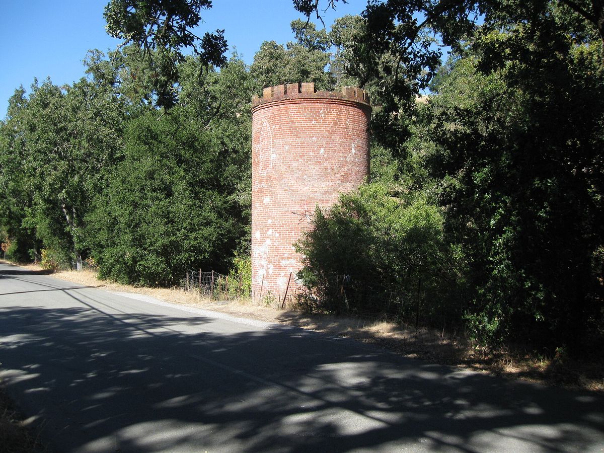 Frenchman's Tower, the brick tower of 1875 on Old Page Mill Road