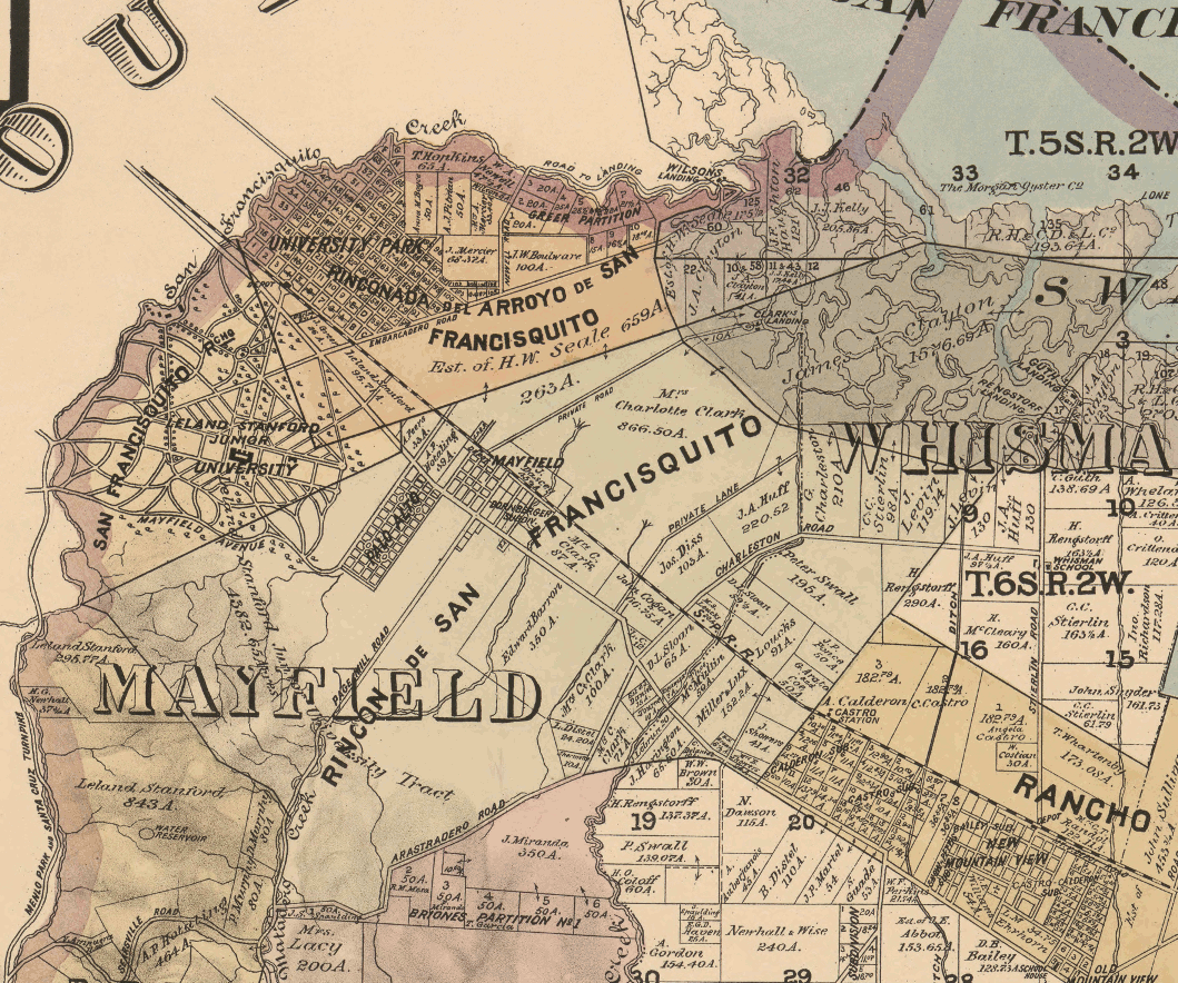 A map of the Palo Alto and Mayfield area in 1890